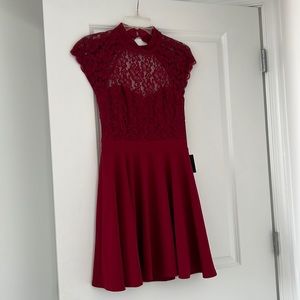 Lulus Red Lace Peplum Dress